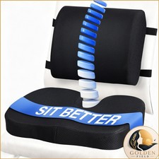 Memory Foam Seat Cushion Lumbar Support Pillow Office Chair Car Wheelchair