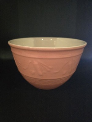 Pink Bowl.  Coastline Imports Ceramic Mixing Bowl Embossed 4.5 x 7