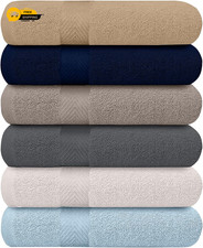 Set of 6 Extra Large Cotton Bath Towels For Bathroom Absorbent Shower Towel,Bulk