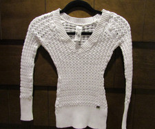 Guess White V-Neck Knit Sweater - Women's Small