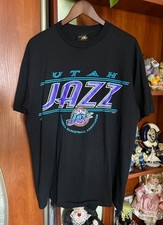 Vintage Utah Jazz Spell Out 90s Tee Rare Shirt NBA Graphic Single Stitch USA