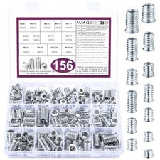 M6 M8 M10 Threaded Inserts for Wood, 156 Pcs Threaded Insert Nuts, Thread Nuts,
