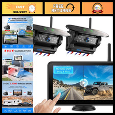 HD 1080P Dual Magnetic Solar Wireless Backup Cameras with 7 Touchscreen Display