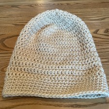 Beanie Hat, Large, hand crocheted, Cream