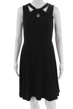 Nine West Womens Fit & Flare High Neck Sleeveless Black Dress Size 2