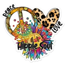 Peace Love Hippie Soul - Vinyl Decal Sticker - Car Window Laptop - ebn8824