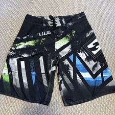Vintage Y2K Billabong Board Shorts Swim Trunks 36 Palm Trees Surf Surfer Rare