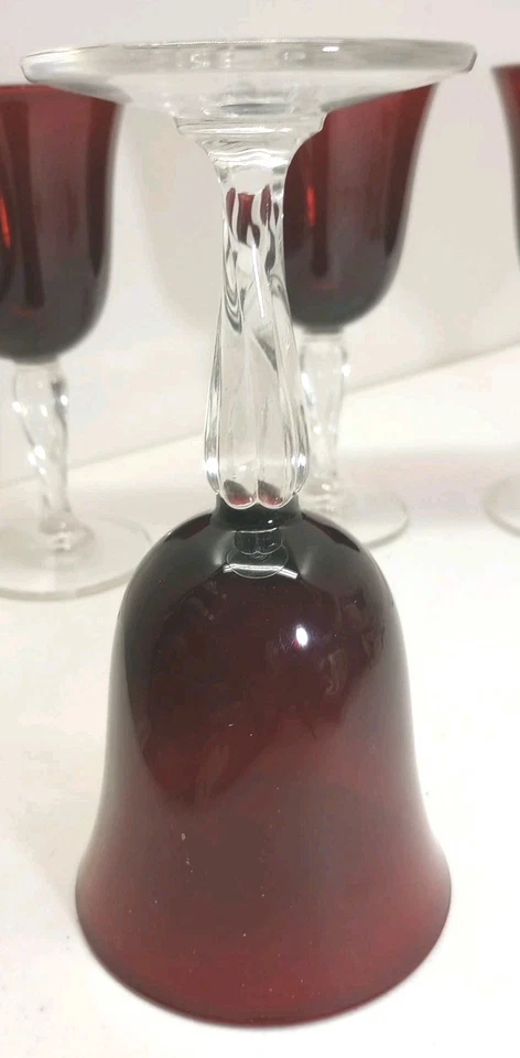 Set Of 4- 8 Oz.Vintage Cristal D'Arques Durand Ruby Red Water Goblets 7.5 In - Image 3 of 4