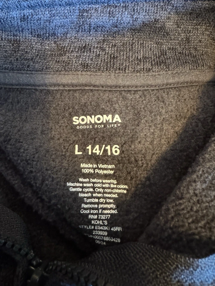 Suéter Pullover Sonoma Media Cremallera Niños Talla L 14/16 Gris Foto 3 de 3