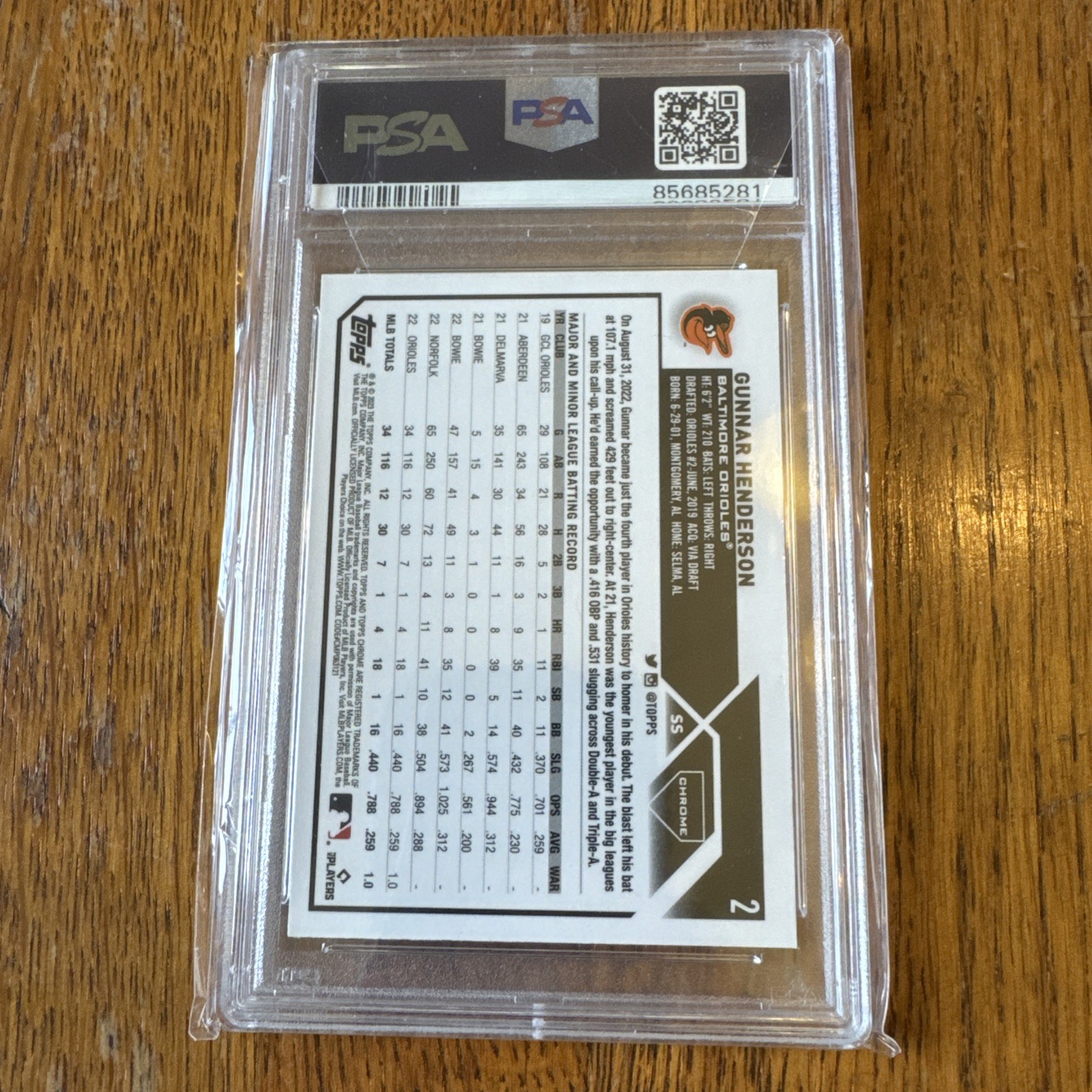 2023 Topps Chrome - Gunnar Henderson #2 Sepia Refractor (RC) PSA 10 view 2