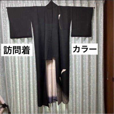 Big ! ! Visiting Kimono, Black, Kimono, Japanese Style, Flowers: Color