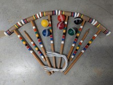 Vintage Croquet Set - 6 Mallets, 6 Balls, 9 Wickets, 2 End Stakes