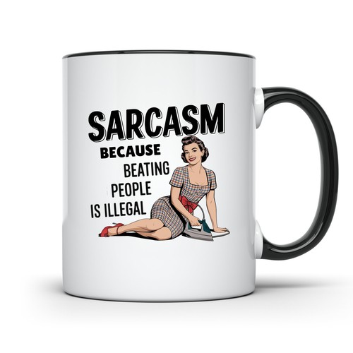 SARKASMUS WEIL MENSCHEN SCHLAGEN ILLEGAL IST TASSE LUSTIGER KAFFEETASSE NEUHEIT GESCHENK - Bild 1 von 1