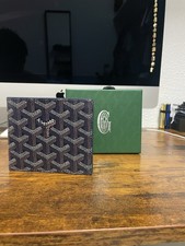 Goyard Navy Blue Bi-Fold Wallet Geometric Pattern Credit Card