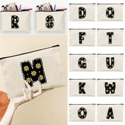 Daisy Initial Print Canvas Geldbörse Münze Kleingeld Tasche Kartenetui Etui Reißverschluss