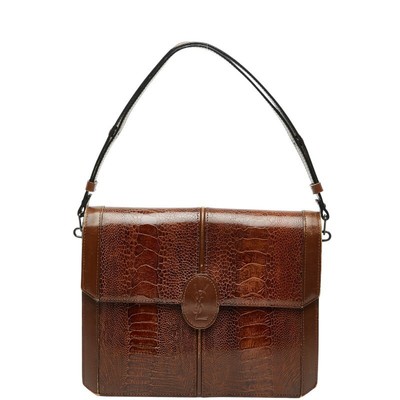 YSL Saint Laurent logo lizard embossed handbag brown leather ladies SAINT LAUREN