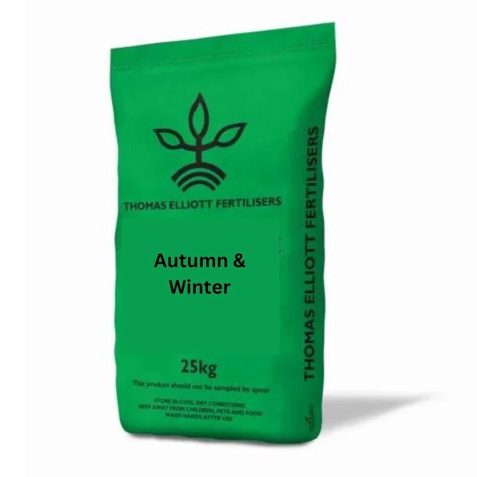 25KG THOMAS ELLIOTT 3-6-8+4Fe AUTUMN WINTER PROFESSIONAL LAWN FEED FERTILISER