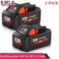 2-PACK 12.0AH Battery For Milwaukee for M18 18V 12.0 Extended Lithium 48-11-1840