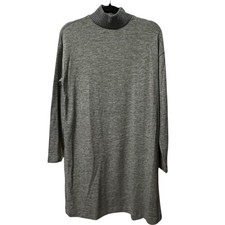 Mango MNG Basics Gray Mock Neck Tunic Sweater Dress Women's 6 Knit Normcore