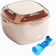 Denture Case, Retainer Cleaning Box, Large Capacity Denture Container Cup for...