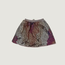 HM Girls Pink Rose Gold Sequin Mini Skirt Elastic Waist Party Holiday Size 8-9Y