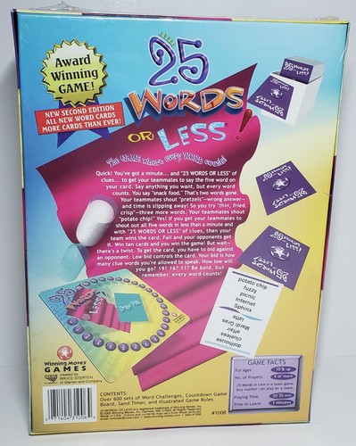 25 Words or Less Word Board Game Winning Moves 2000 NEW SEALED Vintage - Picture 3 of 4