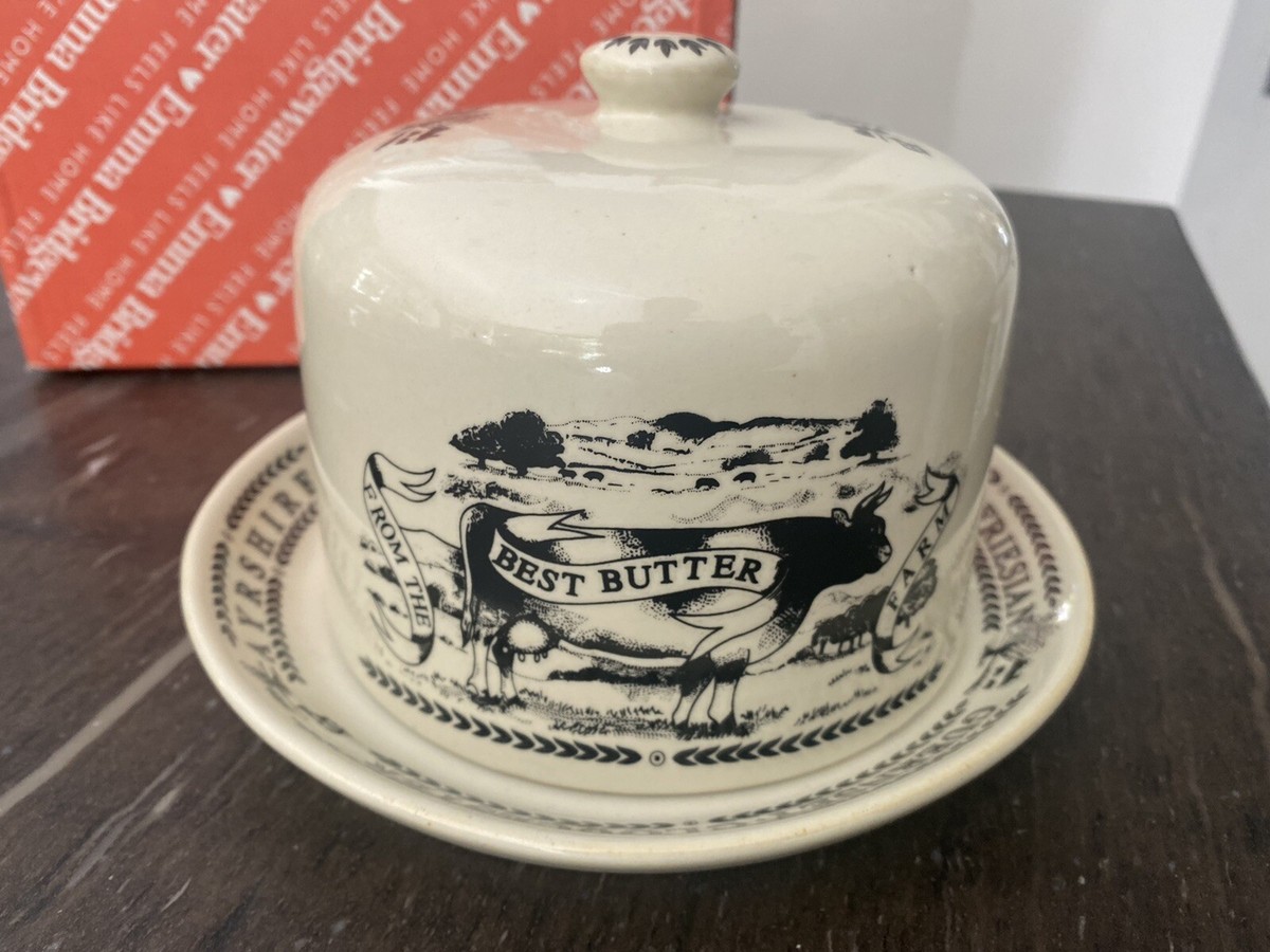 Large Butter Dish Dairy Range Black White UK