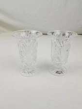 Vintage Cut Lead Crystal Ice Tea Glasses 7" Tall  Set Of 2