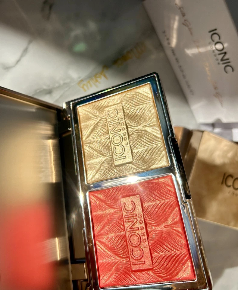 Iconic London Silk Glow Duo Sheer Blush & Highlighter CORAL GLOW New In Box - Image 3 of 4