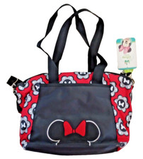 NWT Disney Baby Deluxe 5 in 1 Minnie Mouse Diaper Bag w/Extras Red Black