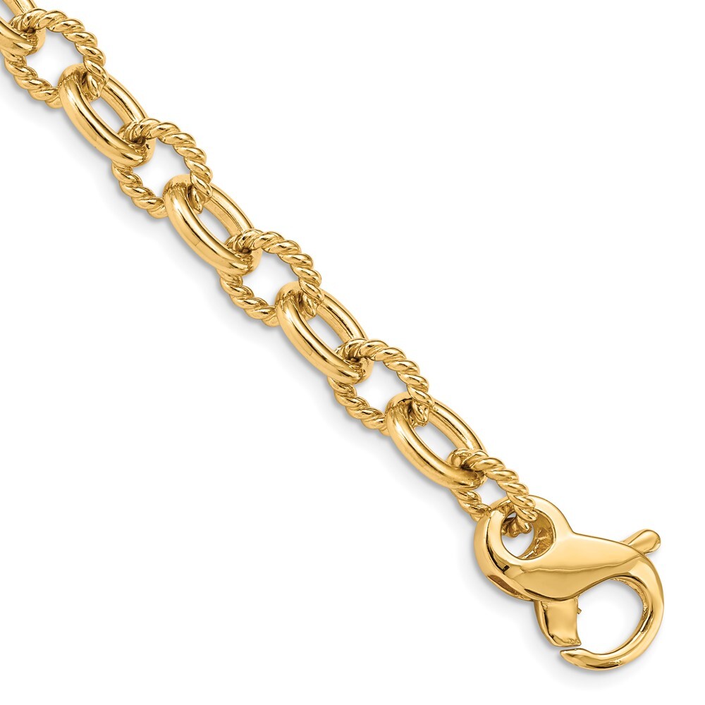Real 14K Yellow Gold Hand-polished Fancy Link Chain; in