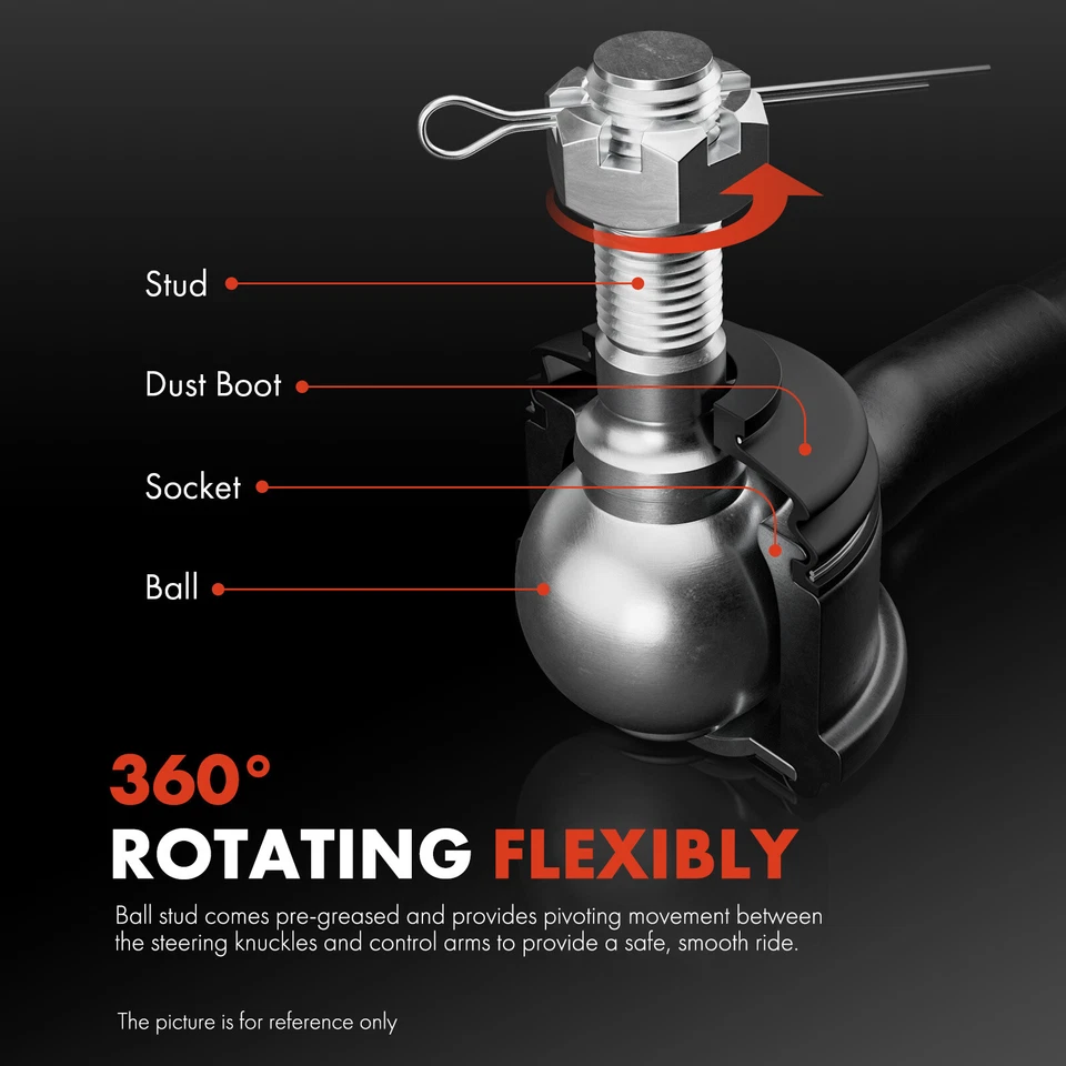 Front Inner &Outer Tie Rod End for Hyundai Sonata 2016-2017 Kia Optima 2016-2018 - Image 3 of 4