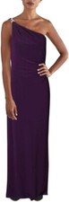 LAUREN RALPH LAUREN Womens Belina One Shoulder Evening Dress Purple 16.