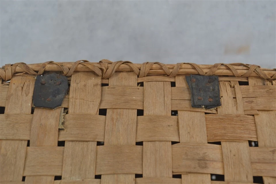 antigua cesta de pesca creel férula ceniza nativo americano Abenaki siglo XIX original Foto 4 de 4