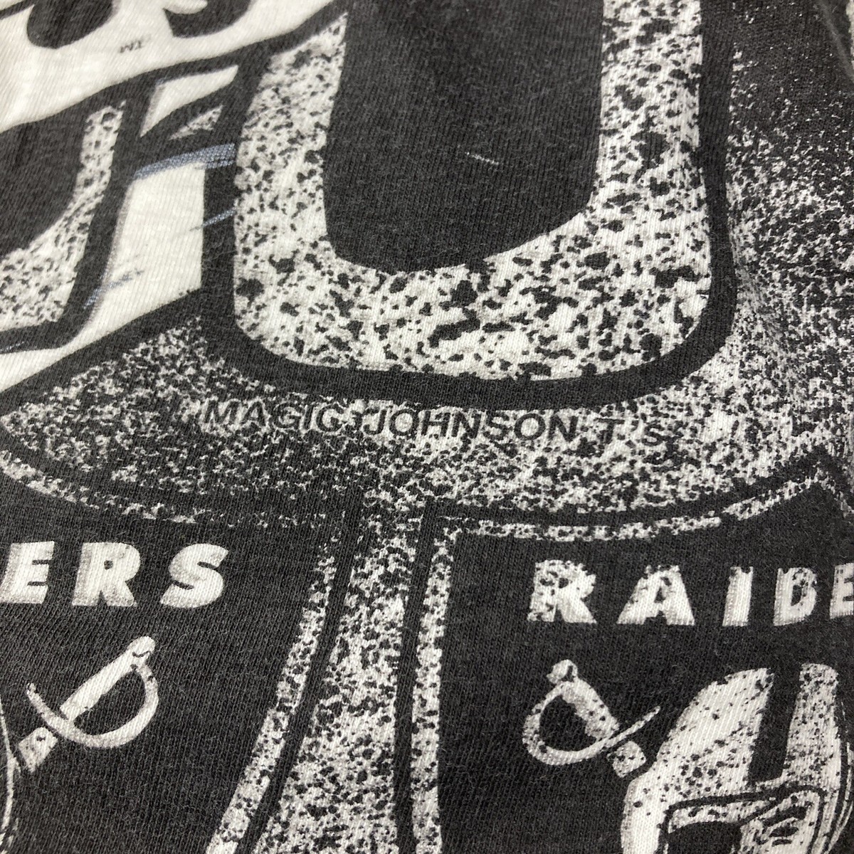 Rare Vintage Magic Johnson AOP Los Angeles Raiders Shirt Rare Vintage Magic Johnson AOP Los Angeles Raiders Shirt