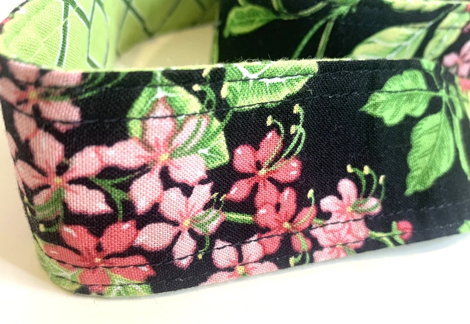 Cinturón de Tela Vera Bradley Tropical Negro Hebilla Hawaiano Boho Preppy Geométrico (A) Foto 3 de 4