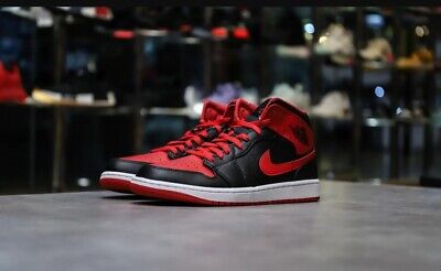 Nike Air Jordan 1 Mid Shoes Men's Size 10 Black Fire Red Nike Air Jordan 1 Mid Shoes Men's Size 10 Black Fire Red