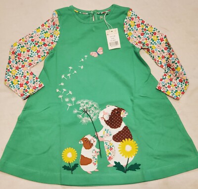 Mini Boden Guinea Pig Dress Big Appliqué Jersey  NWT New 4-5