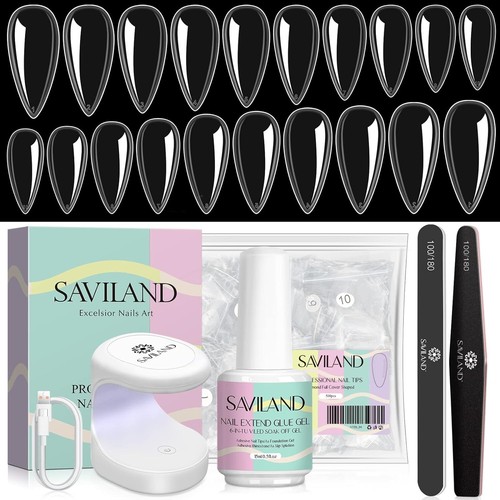 Gel X Nail Kit - Almond False Nail Tips with Nail Glue Gel & Mini UV/LED Lamp - Picture 3 of 8