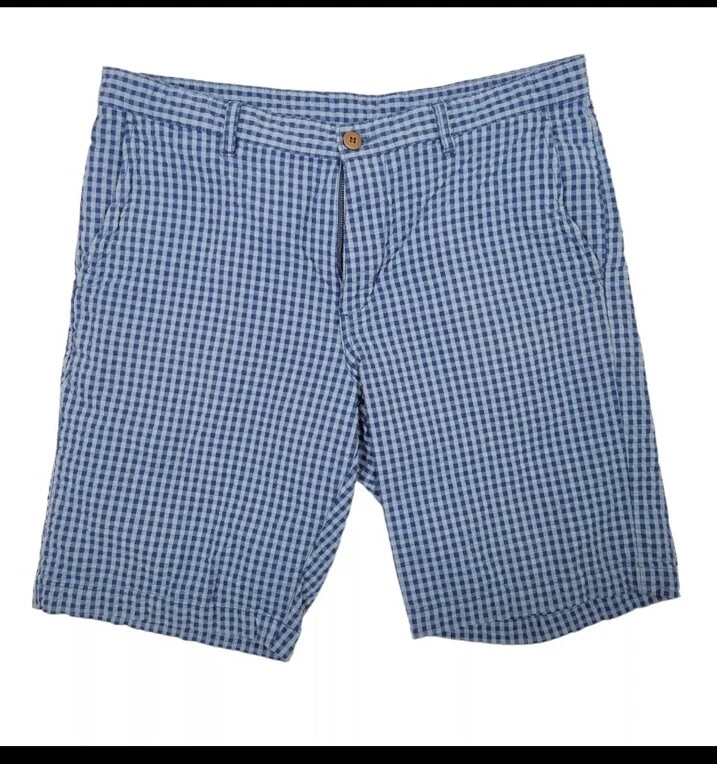 Tommy Bahama Seersucker Shorts Mens 36 Blue Gingham Plaid