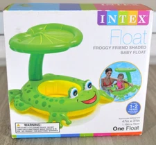 Baby Float Froggy Friend shaped Intex 1-2yrs Leaf shade canopy pool water NIB