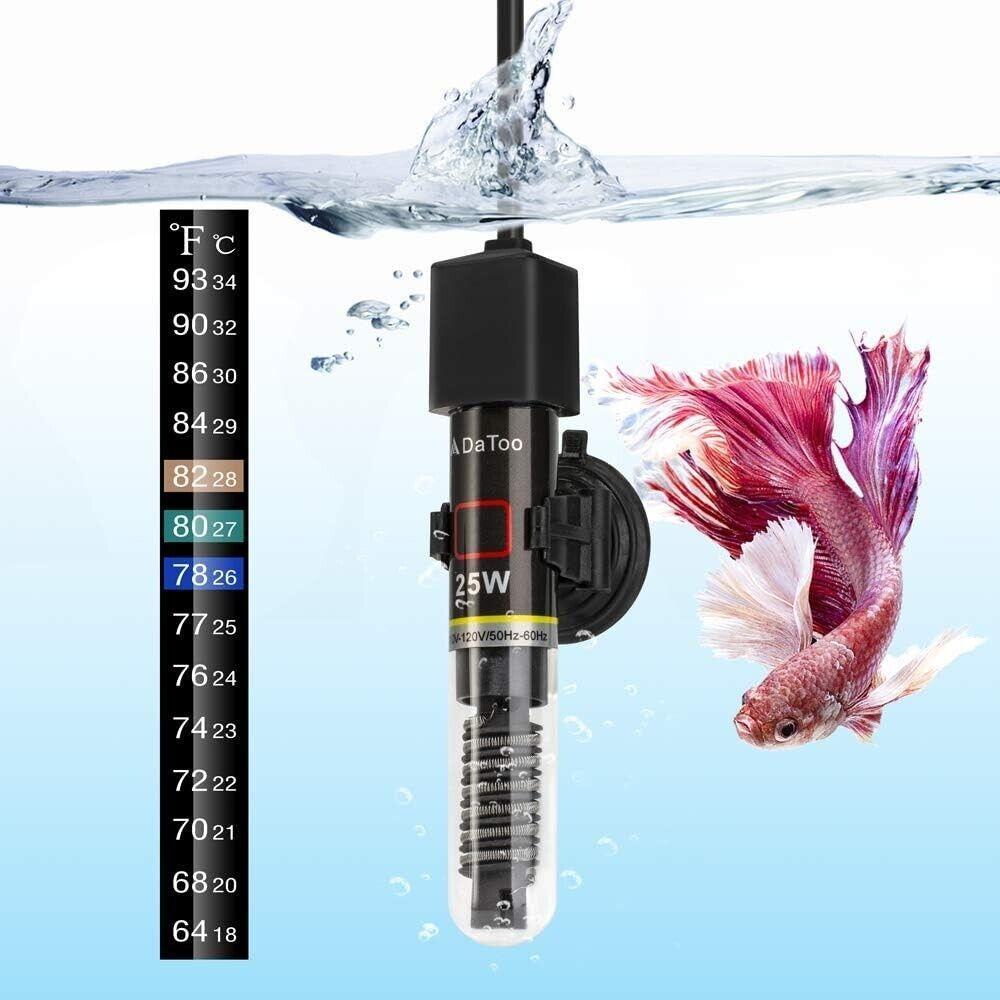 25w Mini Aquarium Heater Betta Fish Tank Heater for 1-5 Gallon Small Fish Tanks