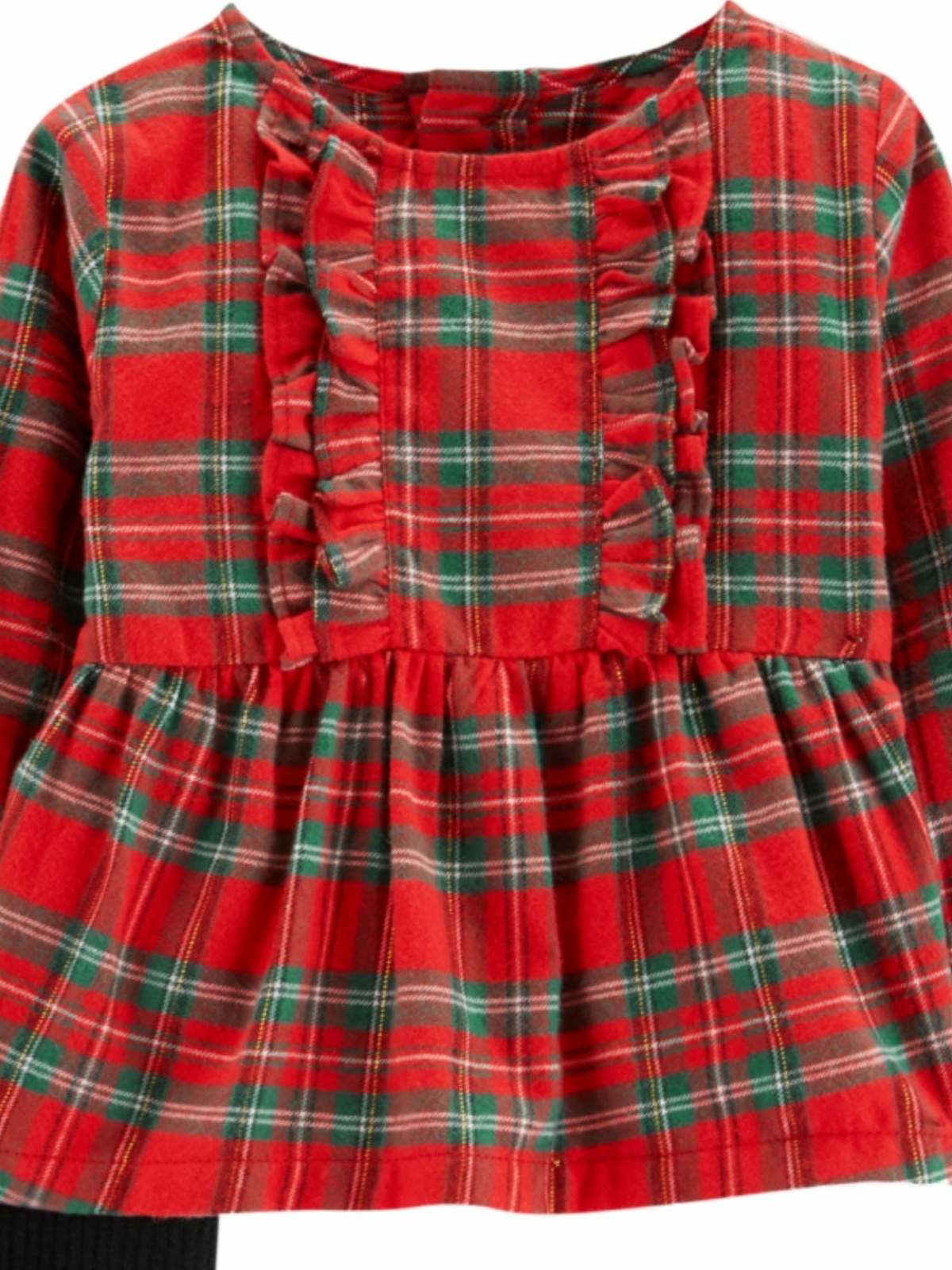 Carters Infant Girls Red & Greed Plaid Top & Ribbed Black Legging Set image 2