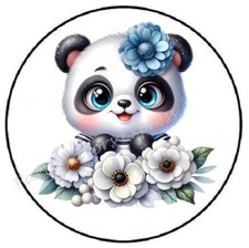 Panda Bear With Flowers Envelope Seals Labels Stickers Party Favors