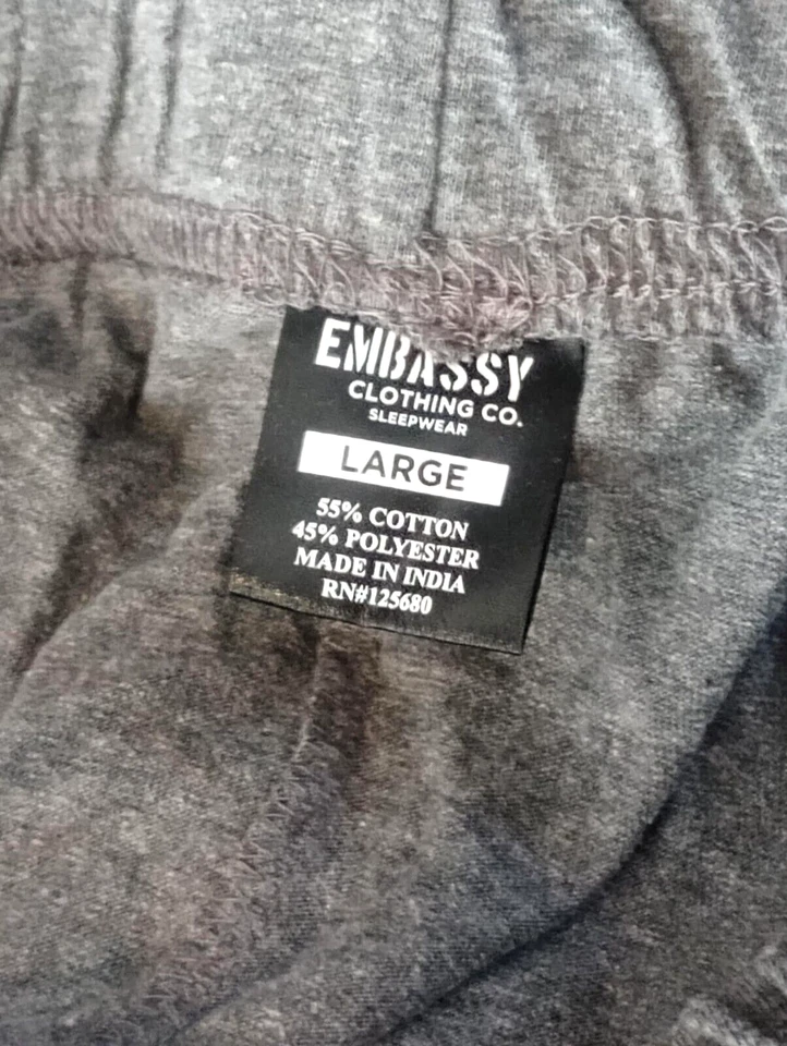 Ropa de dormir Embassy gris pull-on cintura elástica cordón para hombre grande  Foto 3 de 3