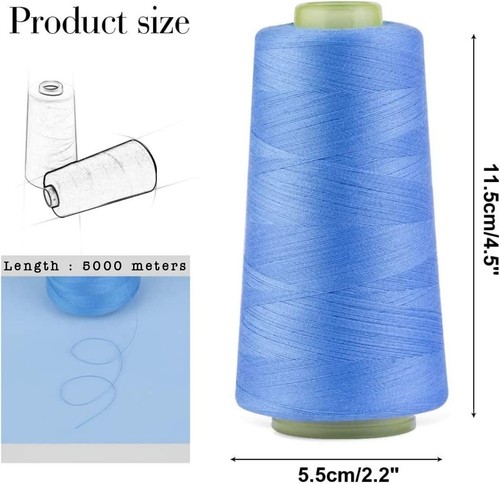 Premium Spun Polyester Sewing Thread Spool 5000 M Overlock Sewing Machine Pack 1 - Picture 80 of 88
