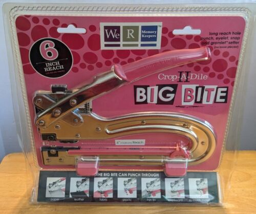 Brand New We R Memory Keepers Crop-A-Dile 2 Big Bite Punch PINK II 6” Reach - Picture 1 of 2