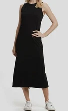 $99 Lole Women's Black Solid High Neck Sleeveless Midi Reese Dress Size Small