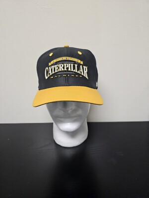 CAT Authentic Caterpillar Machines Tonkin Black Snapback Hat Cap