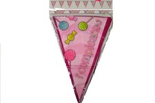 FESTONE BANDIERINA 1° COMPLEANNO ROSA 6 MT PARTY FESTONI  BIMBA AUGURI